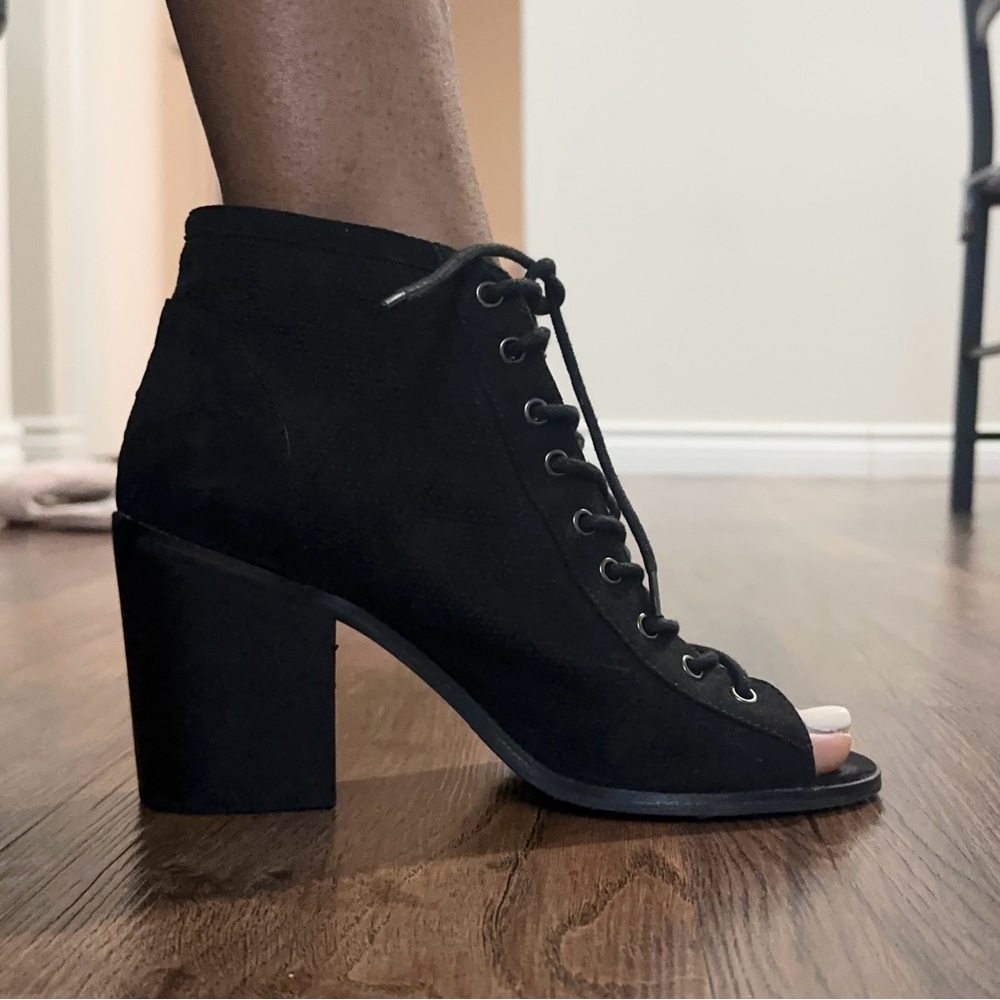 Black Lace-Up Ankle Boots